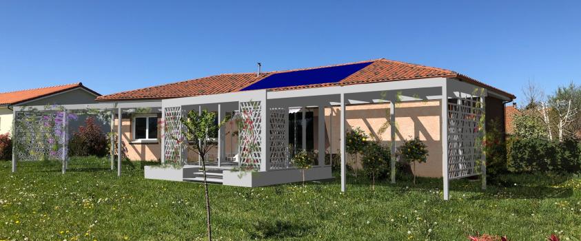 Etude en cours - Pergola, terrasse et claustras en bois - façade sud