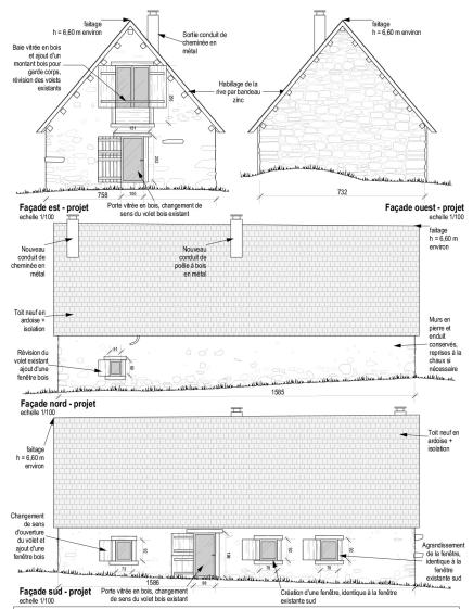 Façades projet - Les nouveaux percements respectent le bâti.