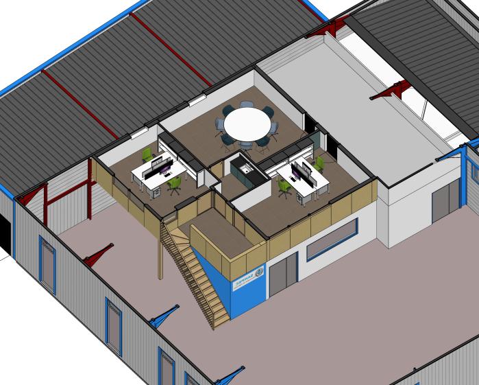 Plan axonométrique des bureaux