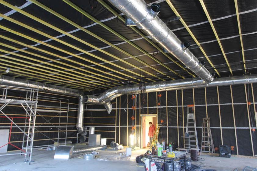 Salle des Fêtes de Virignin, intérieur, pendant les travaux