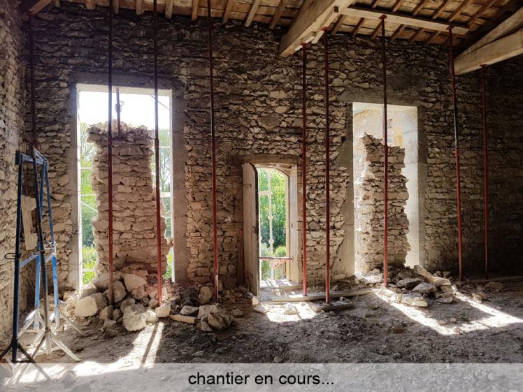 Rénovation d'une grange en Maison Passive - Chantier en cours - Création d'ouver