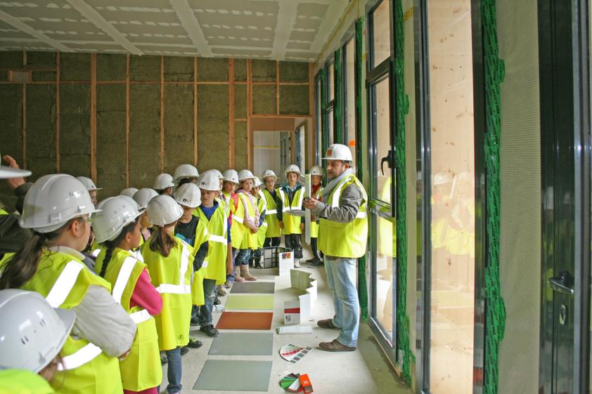 Visite de du chantier avec les enfants de l'école