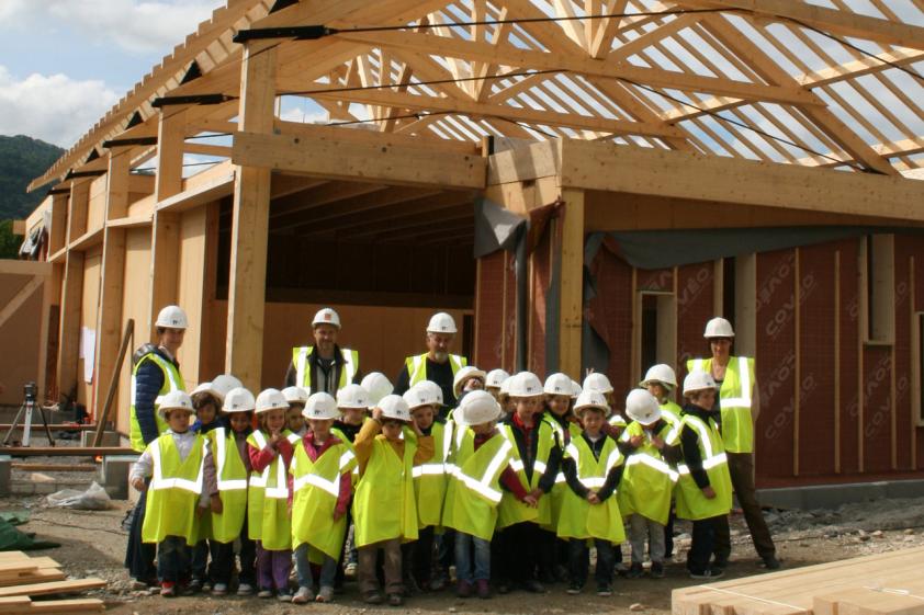 Visite de du chantier avec les enfants de l'école