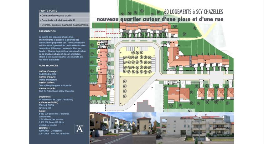 Plan d'ensemble pour 60 logements individuels et collectifs, conçu à partir du c