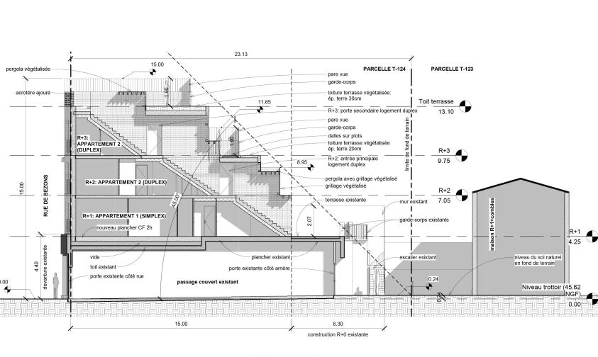 coupe longitudinale sur escalier