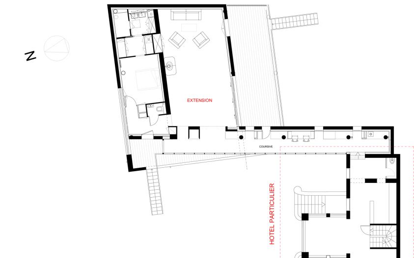 extension d'un hôtel particulier, plan