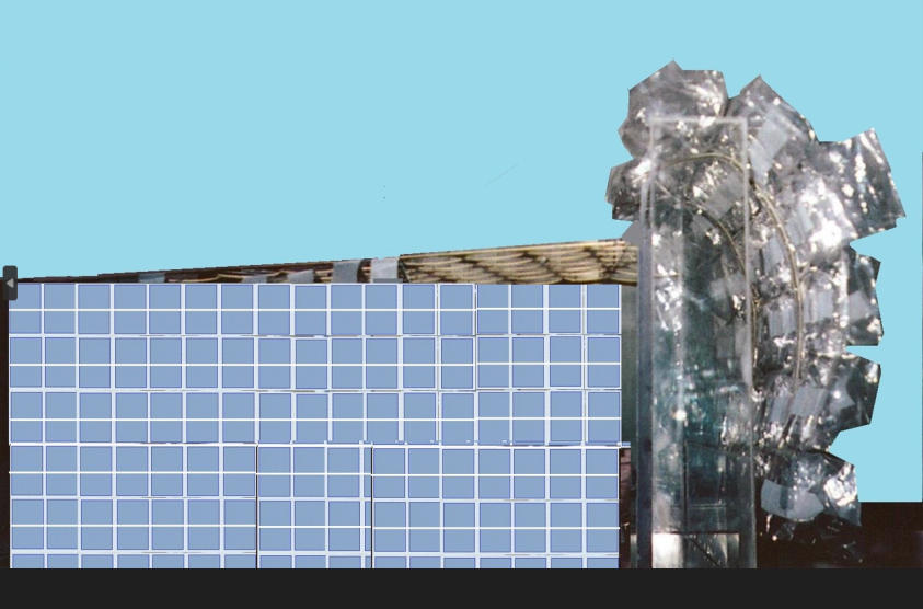 Maison des artistes sans abri avec rideau photovoltaïque : façade sud 2003