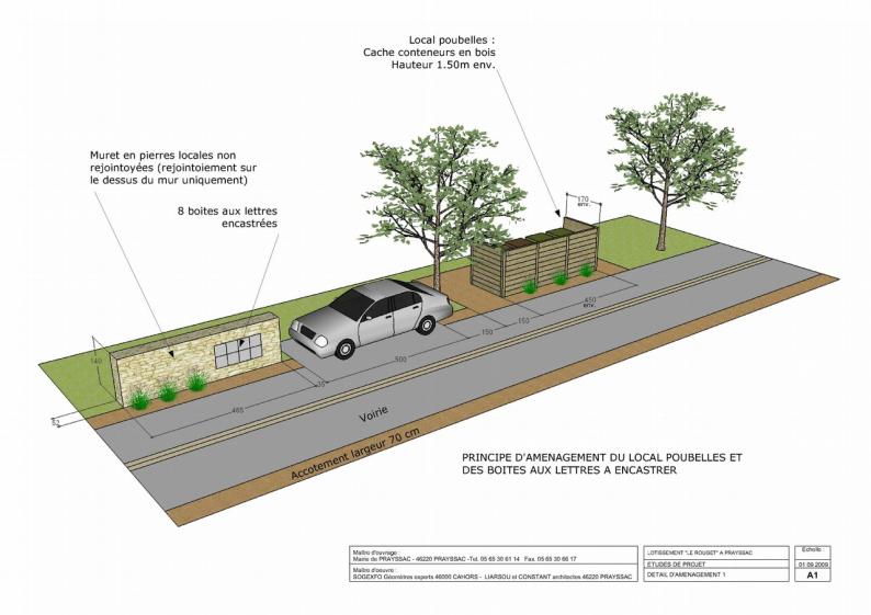 Principe d'aménagement des espaces poubelles et boites aux lettres