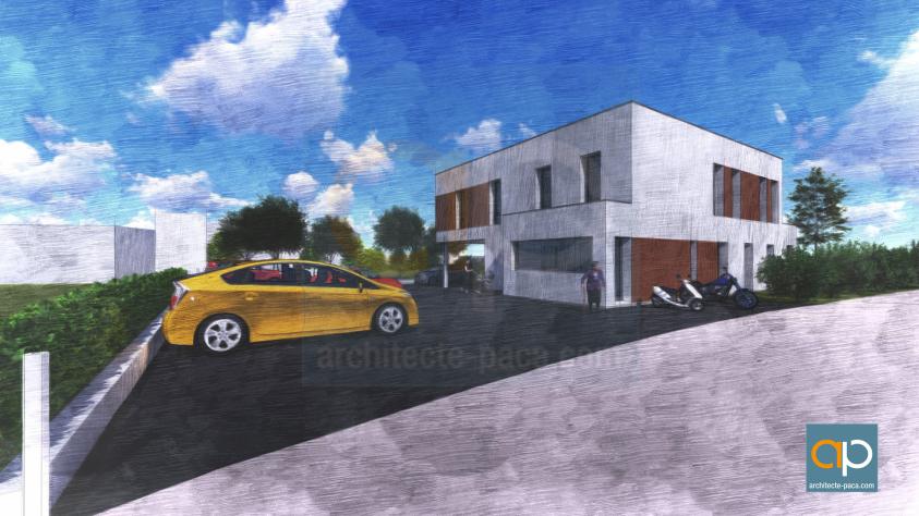 Perspective centre paramédical Caussade - Vue parking
