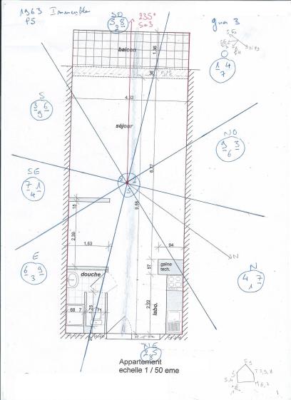 plan sectorisé et  calcul de la carte énergétique selon l'orientation et date de