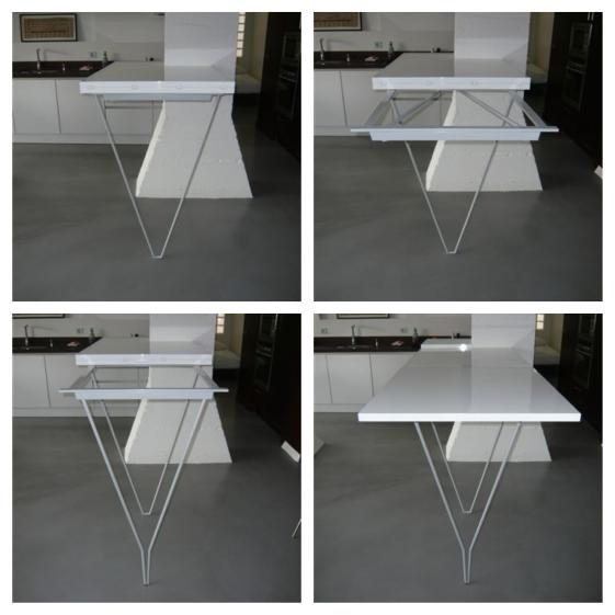 Table haute laquée blanche repliable. Loft 19 / ARCHI-V.O