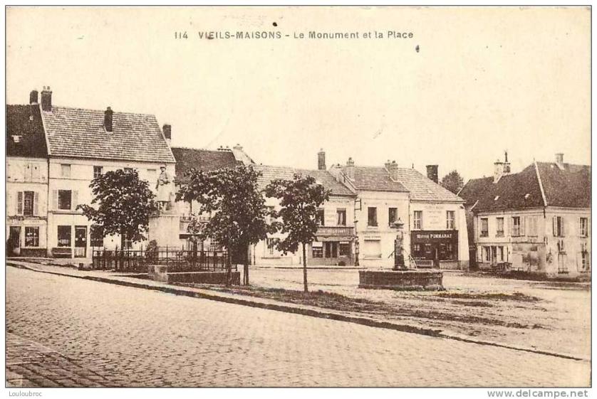 Viels-Maisons, place du Marché (carte postale du début du XXe siècle) – l'immeub