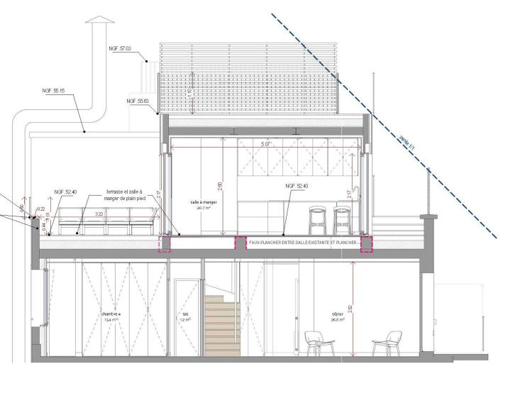 Coupe transversale PROJET niveaux R+6 et R+7