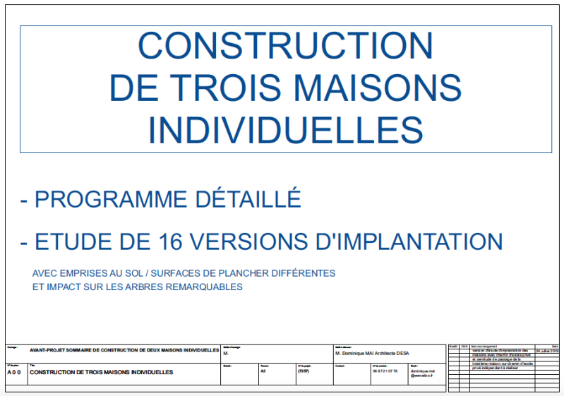 PROJET DE CONSTRUCTION DE TROIS MAISONS INDIVIDUELLES
