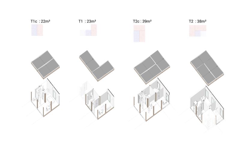 Principe d'assemblage modules logements