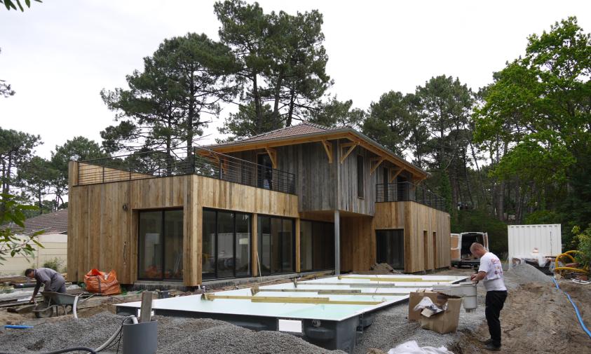 Chantier d'une maison au Cap Ferret