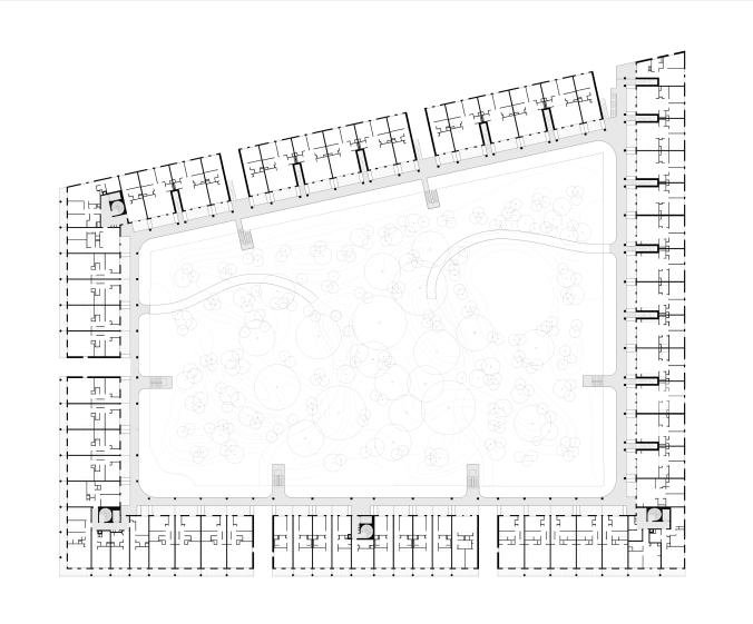 Plan d'étage courant : Architectures Raphaël Gabrion + AAVP + OS architectes