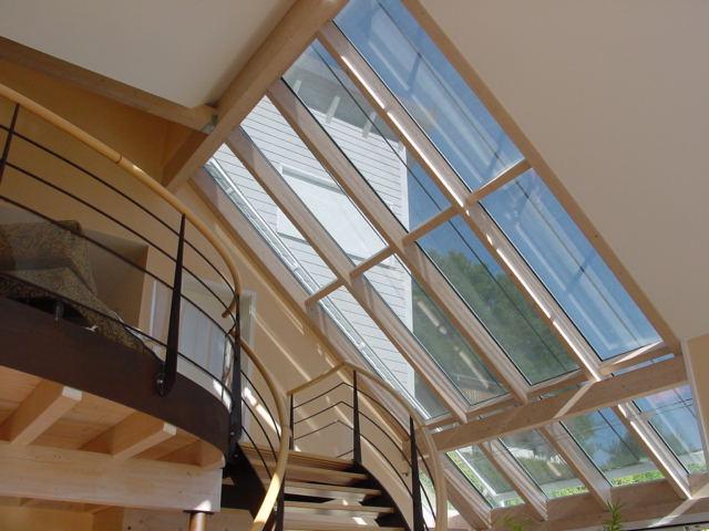 maison bioclimatique construction neuve intérieur mezzanine