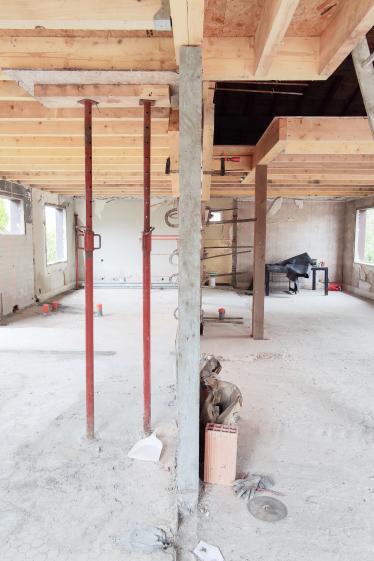 Vue du chantier avec coupe du mur mitoyen