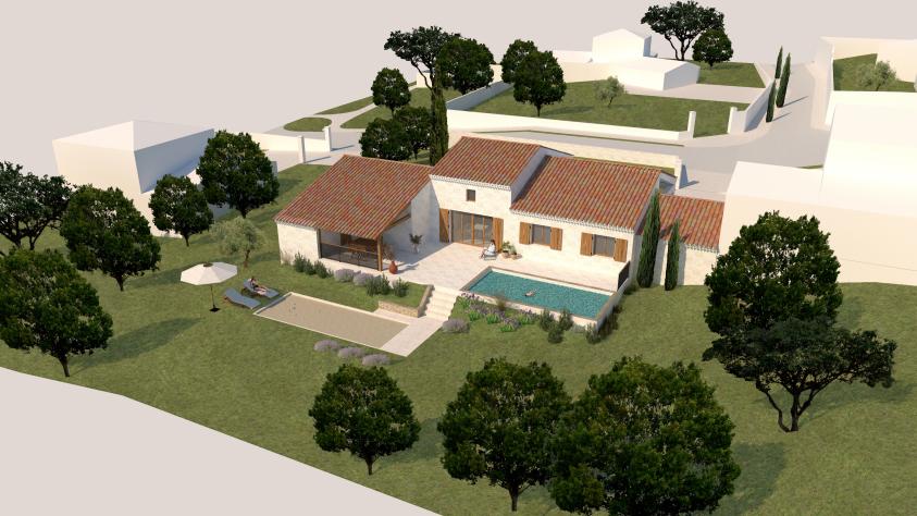 Vue 3D maison provençale