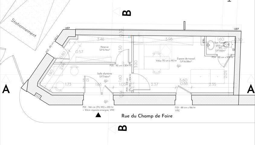 ERP commerce bureau plan aménagement