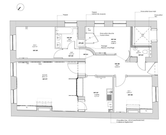 BOURGNEUF_PLAN DE L'APPARTEMENT- ETAT EXISTANT, PTA Architecture