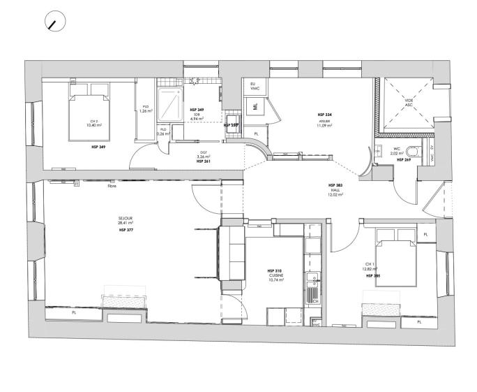 BOURGNEUF_PLAN DE L'APPARTEMENT- ETAT PROJETE, PTA Architecture