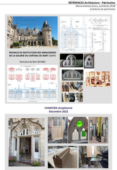 Restitution de menuiseries dans la galerie du château