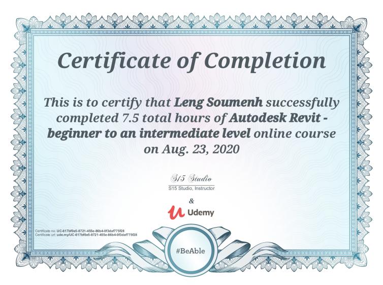 Certificat d'achèvement_Cours Revit