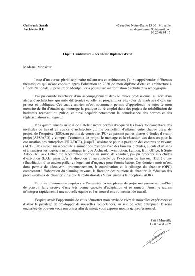 Lettre de motivation