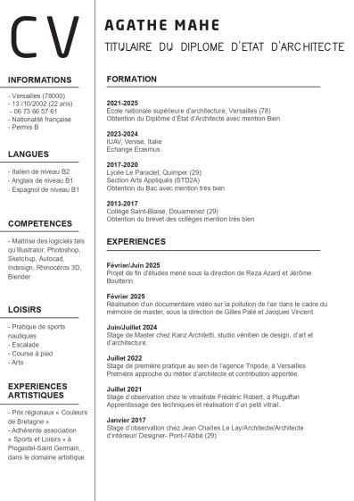 CV Agathe Mahé