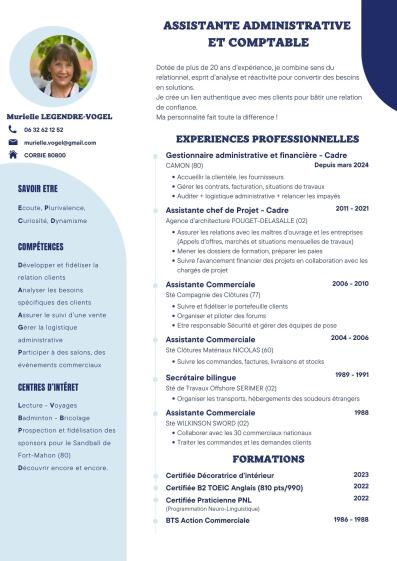 CV Assistante administrative et comptable MLV