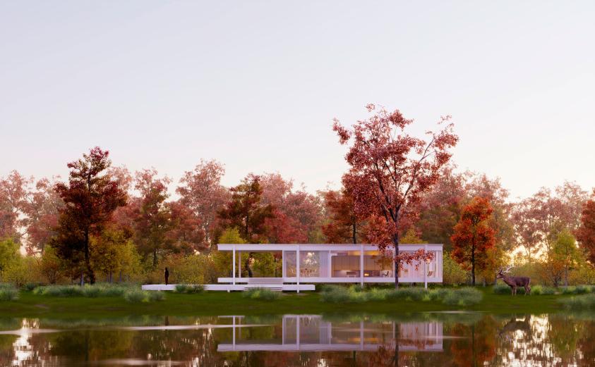 villa Farnsworth - étude perspective