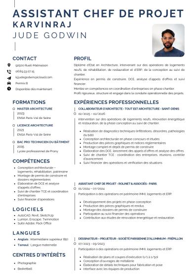 Karvinraj_JUDEGODWIN_CV_Asssistant chef de projet