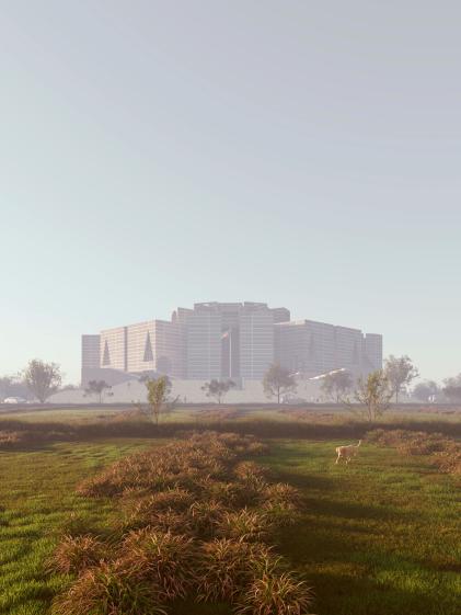 Jatiya Sangsad Bhaban - étude perspective