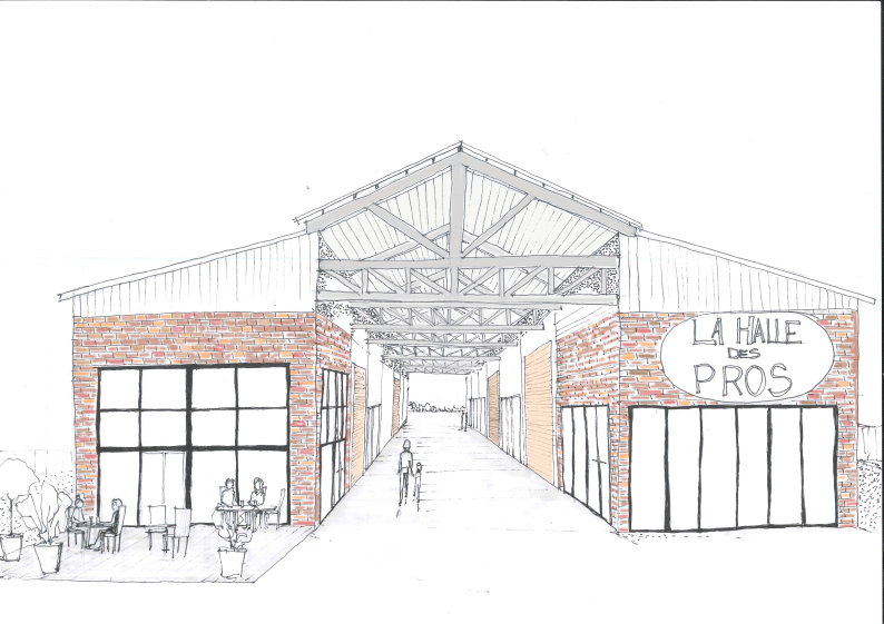 Croquis d'une Halle à plusieurs usages 