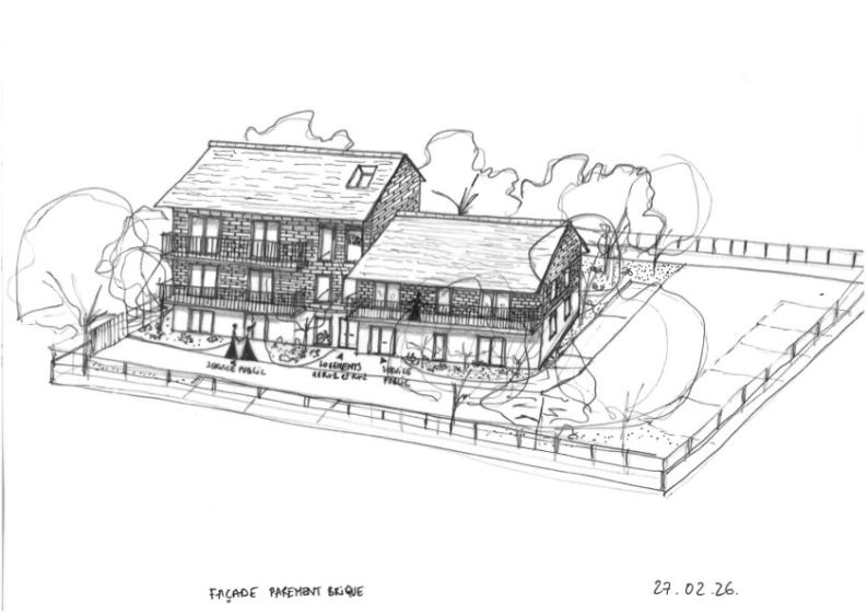 Croquis logement collectif + ERP au Rdc 