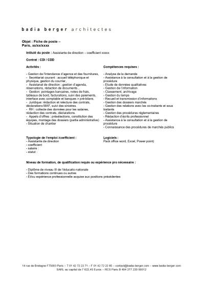 Fiche de poste