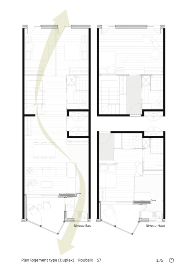 Plan d'un logement duplex type 