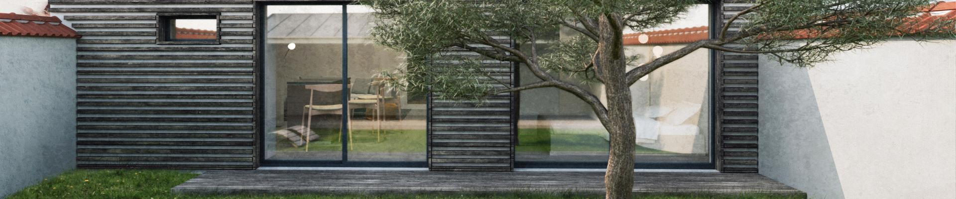 image 3D d'un projet de rénovation et extension d'une maison individuelle à La Rochelle