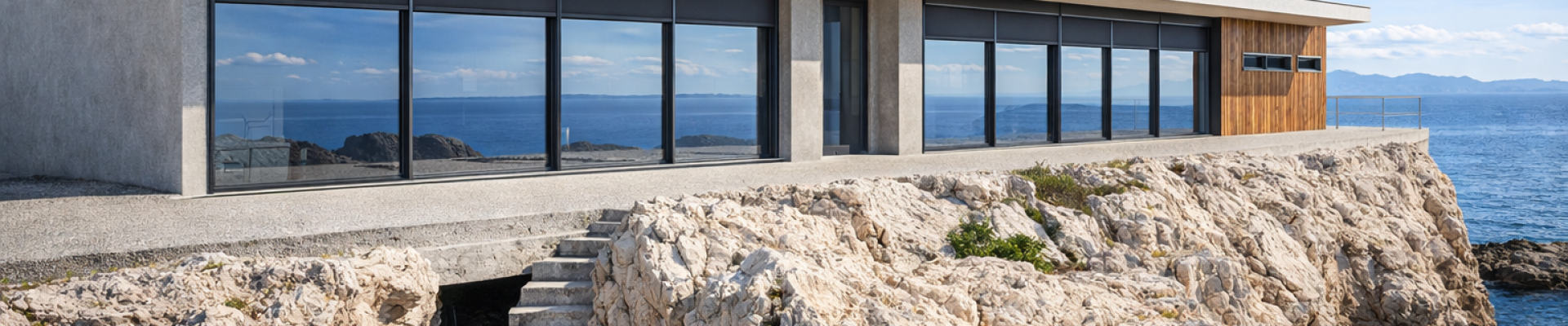 Villa contemporaine posée sur la roche calcaire Marseillaise