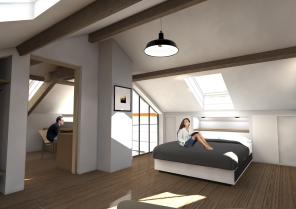 Vue sur la chambre et la verrière