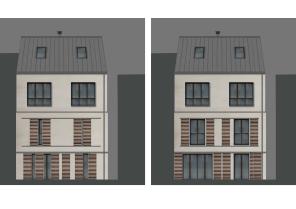 Surélévation à Garches - Travail de façade - Jeu de volets