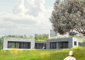 Maison dans la colline - perspective côté jardin