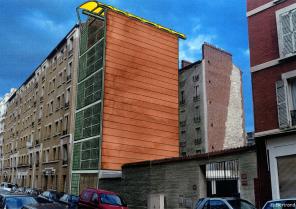 Vue perspective du projet depuis la rue.