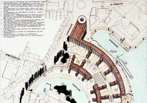 Axonométrie générale du nouveau quartier d'habitation sur l'ancien quai portuair