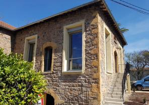 Rénovation d'une grange en Maison Passive - Façade pierres et grande ouvertures