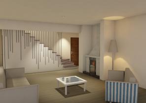 Intégration d'un escalier créant luminosité et ouverture des espaces de vie