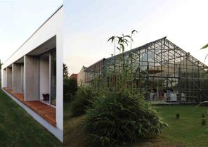 Vues des "bureaux-serre" et de la maison