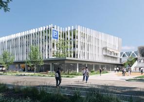 Le parking vu depuis la rue du Moulin Neuf